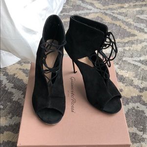 Gianvito Rossi Lace up black suede heels